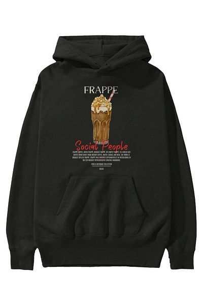 Ankhises Frappe Cocktail Front Printed Hoodie Oversize Hooded Sweatshirt Men Women
