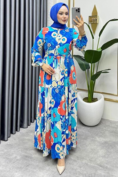 SGS Φόρεμα βισκόζης με σχέδιο φλοράλ μπλε κοβαλτίου ΜΠΛΕ