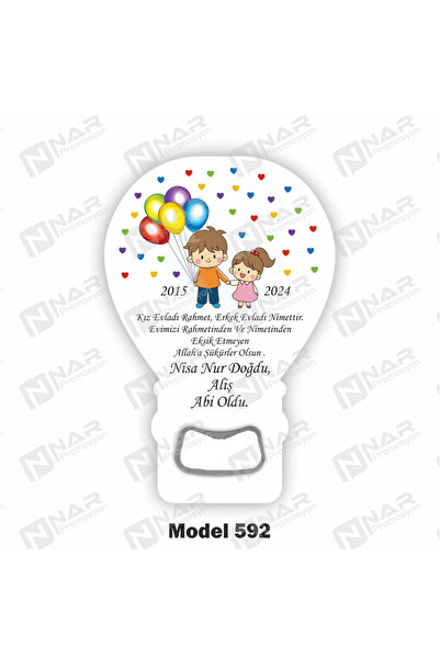 Nar Promosyon 50 Adet Mıknatıslı Açacak Magnet – Yeni Doğan, Sünnet, Düğün, V...