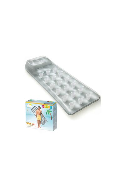 Intex Saltea gonflabilă cu tetieră, sarcină maximă 100 kg, argintiu/transparent, 188 x 71 cm