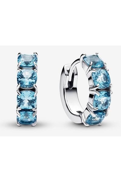 Pandora Cercei rotunzi Cristal albastru deschis - Argint 925