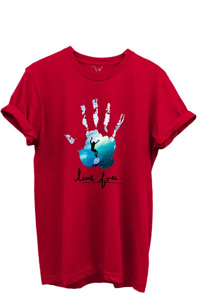 WİDİ Tricou unisex cu croiala normală, 100% bumbac, scris Live Free și imprimat manual