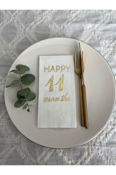 kidspartim منديل مطوي باللون الأبيض المطلي بالذهب لعمر 11 شهرًا، 16 قطعة