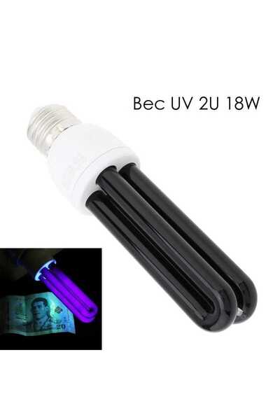 GlowMania Bec UV Blacklight 2U, putere 18W, soclu E27, 365 nm, economic