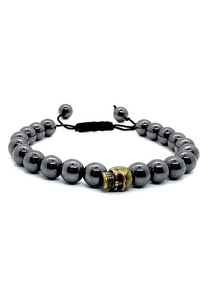 OEM Hematite bracelet with adjustable skull pendant 15-25 cm