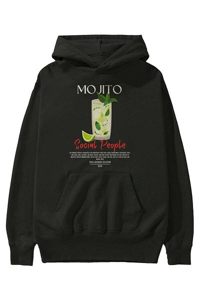 Ankhises Hanorac cu glugă oversize cu imprimeu în față Mojito Cocktail Bărbați Femei