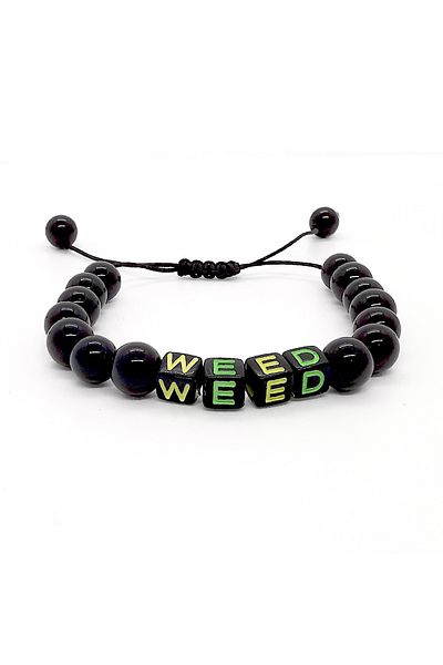 OEM Bratara reglabila din onix cu pandantiv weed