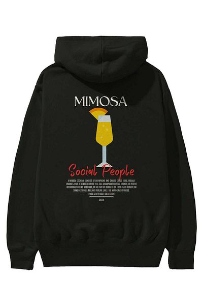 Ankhises Mimosa Cocktail Back Printed Hoodie Oversize Hooded Sweatshirt Men Women