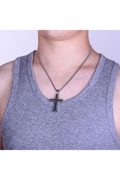 JustZEN Men's Necklace with Pendant, Stainless Steel, JustZen™, Cross