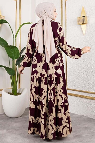 SGS Mina Patterned Hijab Dress Murdum