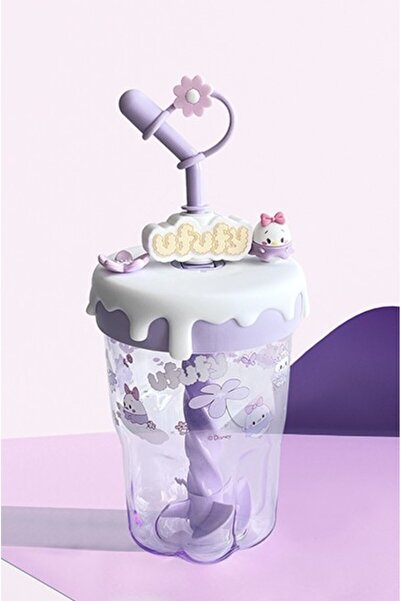 Miniso Disney Ufufy Lisanslı Pipetli Bardak (560 ml) Mor