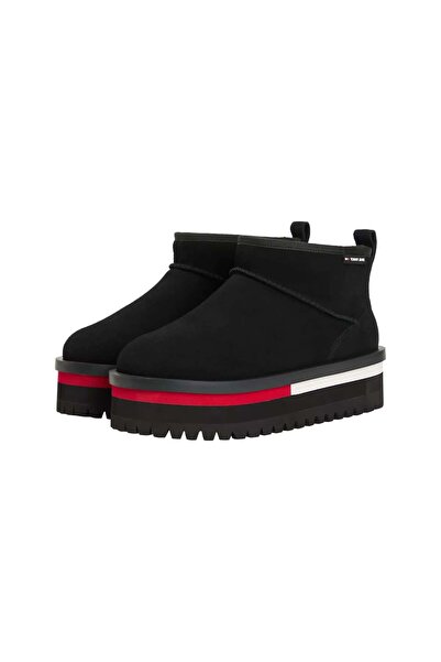 Tommy Hilfiger Women's Suede Platform Sole Snow Boots - Black