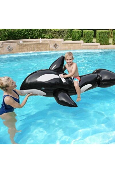 BESTWAY Saltea gonflabilă pentru copii, formă de balenă, 203x102 cm, culoare alb-negru