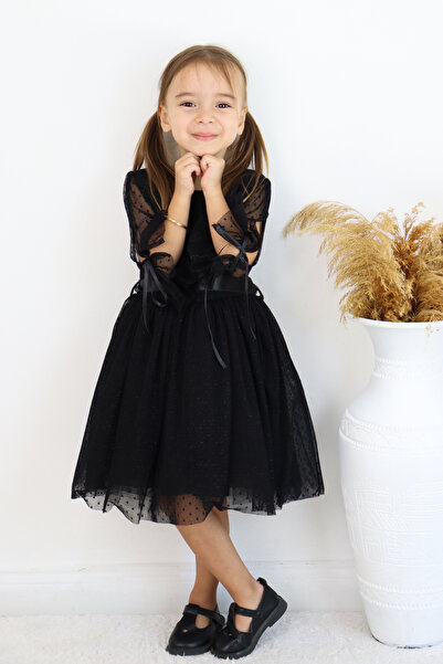 Şenkız Φόρεμα για κορίτσια με λεπτομέρεια με κορδέλα στα μανίκια, μοντέλο Princess