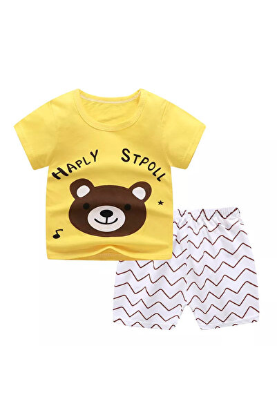 zzz sleep good sleeping !!! Pijama de vara, pentru copii, culoare galbena-alb...