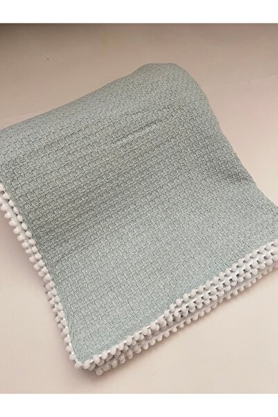 HEYBELİ ORGANİK Petek Dokulu Bebek&Çocuk Yazlık Pike Battaniye Yeşil 100x110 cm