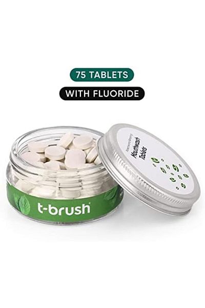 TBRUSH t-brush protective and refreshing mouthwash tablets, spearmint, with fluoride, 75 tablets