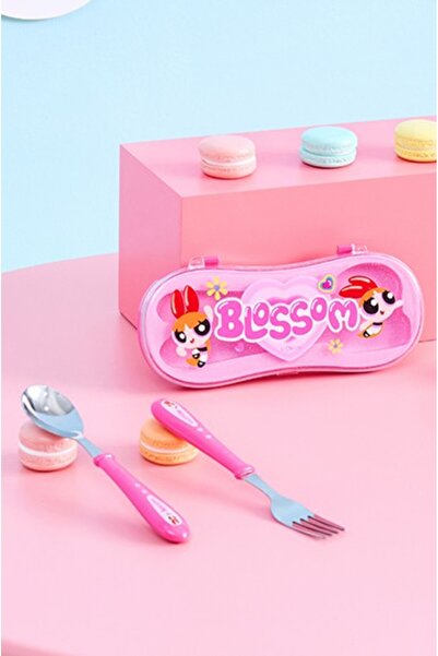 Miniso Powerpuff Girls Lisanslı Kutulu Çatal Kaşık Seti (Pembe)
