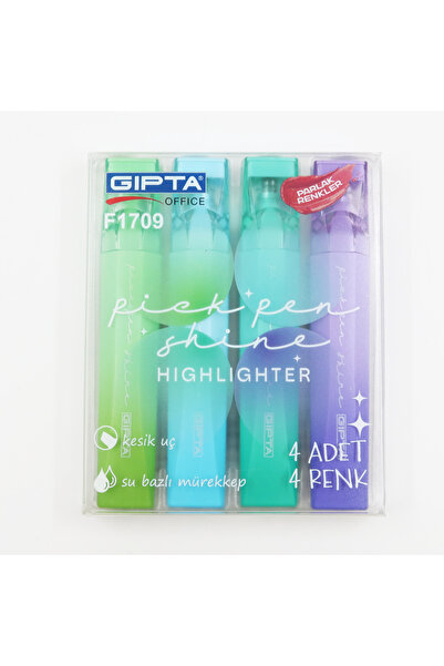 Gıpta Pick Pen Shine Açık Renk Fosforlu Kalem 4lü Set