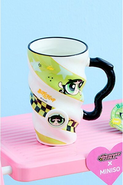Miniso Powerpuff Girls Lisanslı Spiral Seramik Bardak 440mL - Buttercup