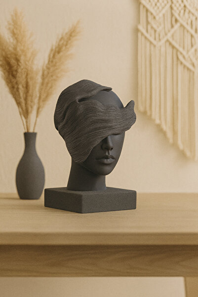 LalezarHome Gözleri Kapalı Kadın Büst Heykel – Modern Dekoratif Obje