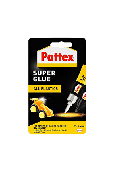 Pattex All Plastic Long-Lasting Super Glue with Quick Dry Activator