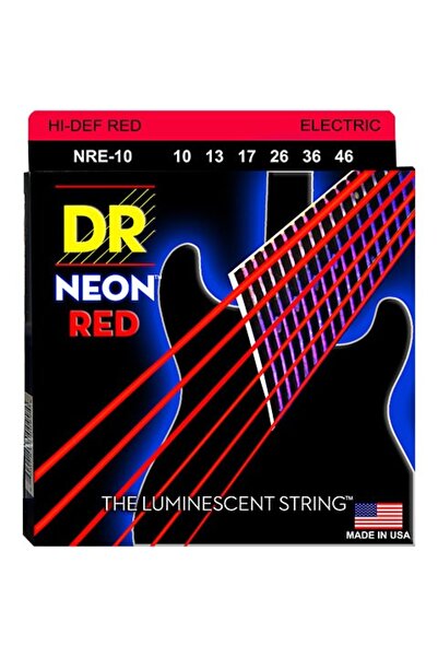 DR NRE-10 Hi-Def Neon Kırmızı Elektro Gitar Teli (Medium 10-46)