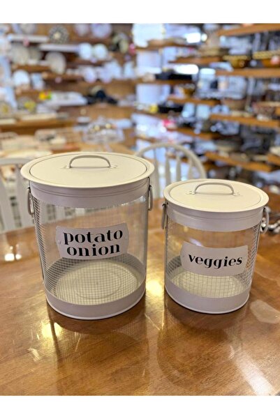 The Mia STRİPE BEJ GALVANİZ PATATES SOĞAN KABI&SEBZELİK
