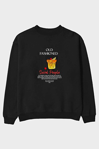 Ankhises Hanorac oversize imprimat în față Old Fashioned Bărbați Femei Unisex