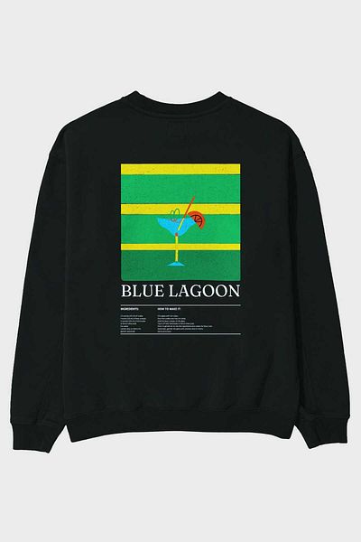 Ankhises Blue Lagoon Front Printed Oversize Sweatshirt Men Women Unisex