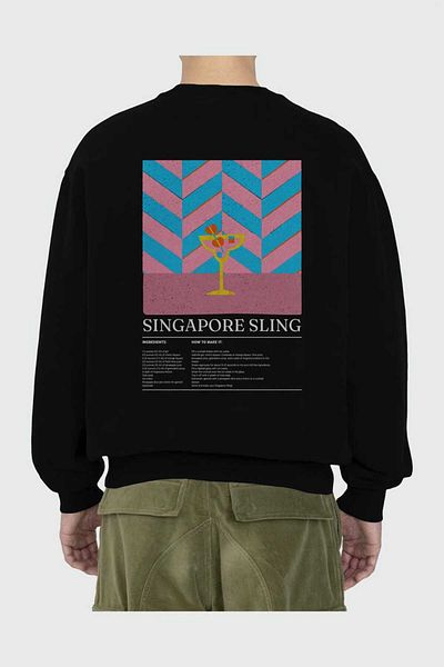 Ankhises Singapore Sling Front Printed Oversize Sweatshirt Men Women Unisex