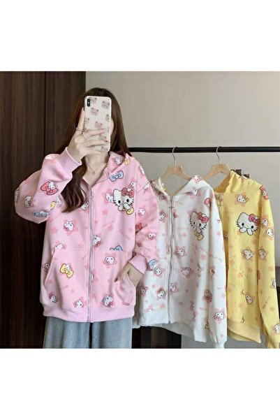 Gofeel Sanrio Anime Kawaii Hello Kitty Detaylı Hırka