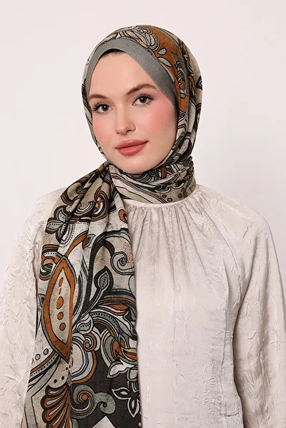 LuvenSara Patterned Silk Shawl |   Light Khaki
