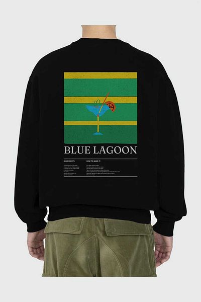 Ankhises Blue Lagoon Front Printed Oversize Sweatshirt Men Women Unisex