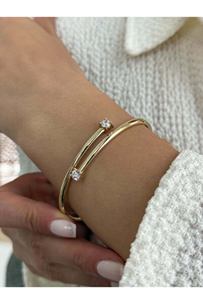 Zeyd Jewelry Twin Light 14 Ayar Altın Kelepçe