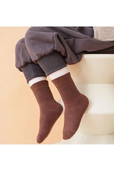 HANKARAYEL Unisex Çocuk Termal Havlu Kışlık Çorap 4'çift