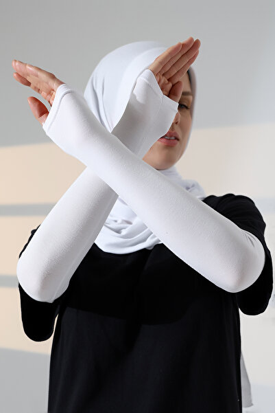 ihvan online Γυναικείο μανίκι μακρύ χτενισμένο βαμβακερό μανίκι λευκό