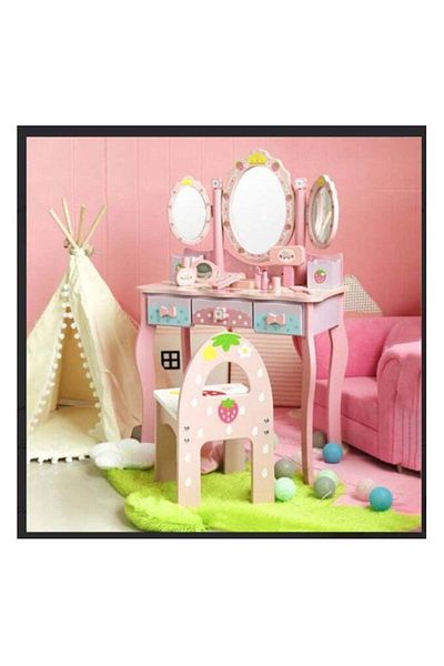 Generic Wooden Dressing Table and Chair With Children Toys