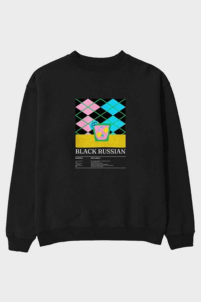 Ankhises Black Russian Front Printed Oversize Sweatshirt Men Women Unisex