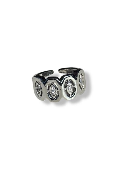 TAKIŞTIR Silver Color Stone Detailed Adjustable Ring