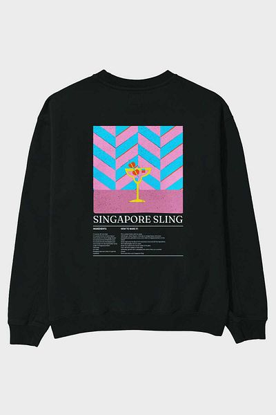 Ankhises Singapore Sling Front Printed Oversize Sweatshirt Men Women Unisex