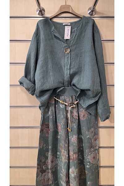 Park Moda Bluză din in italian cu model simplu cu mânecă lungă