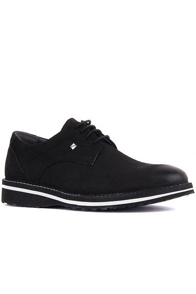 Fosco 8071 حذاء كاجوال برباط أسود للرجال من Nubuck