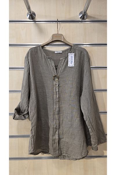 Park Moda Bluză din in italian cu model simplu cu mânecă lungă