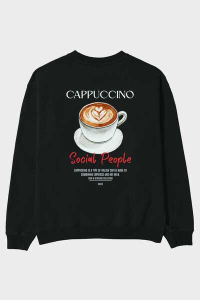 Ankhises سويت شيرت كبير الحجم مطبوع من الخلف من كابتشينو للرجال والنساء للجنسين