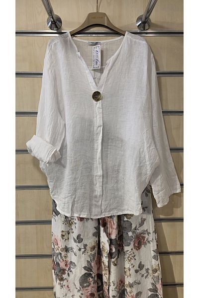 Park Moda Bluză din in italian cu model simplu cu mânecă lungă