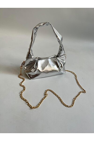 Mia Collection Geantă de mână și umăr pentru femei Meri Model Argintiu