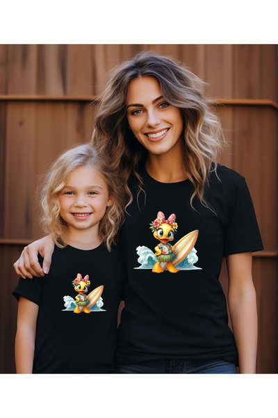 ASELİNDA Tricou cu tematică hawaiană cu imprimeu de rață drăguță pentru mamă-...