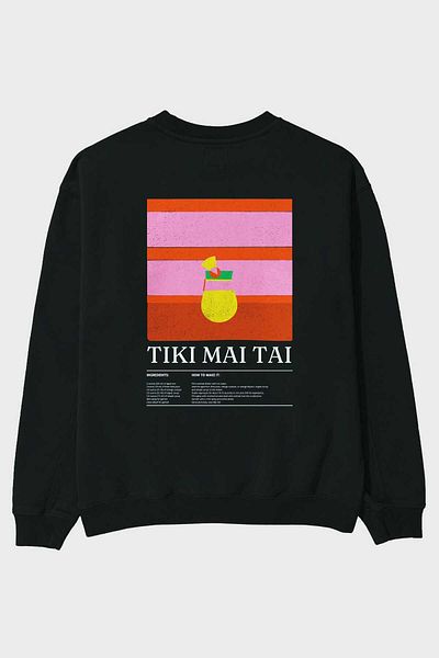 Ankhises Tiki Mai Tai Front Printed Oversize Sweatshirt Men Women Unisex