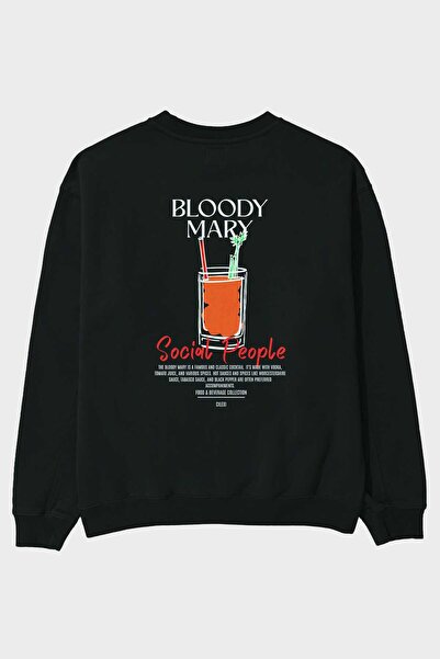 Ankhises بلودي ماري سويت شيرت أسود كبير الحجم مطبوع من الخلف للرجال والنساء ل...